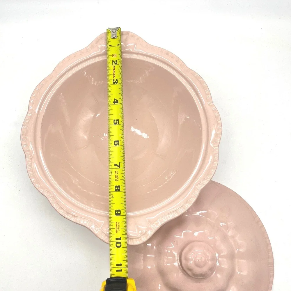 Vintage J&G Meakin SOL Rosa Pink Lidded Tureen Scalloped Serving‎ Bowl England